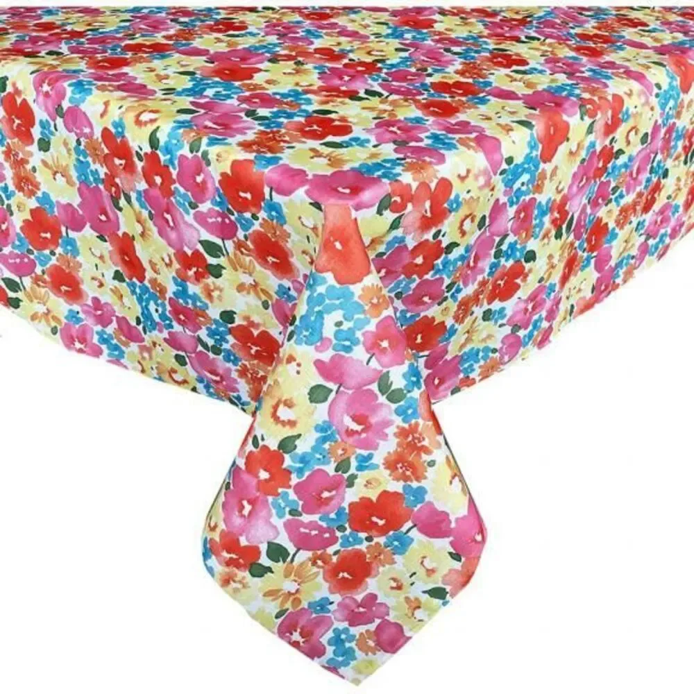 Waverly Fabric Tablecloth Shi Shi Spring Summer Floral 60x84 Oblong Easy Care